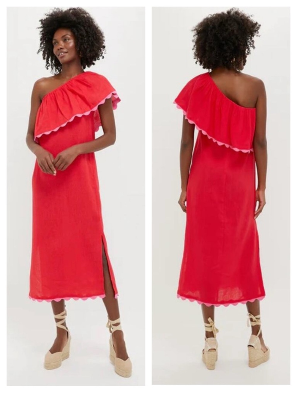 Tuckernuck Amalfi Linen Dress in Hibiscus Red |  XS NWT